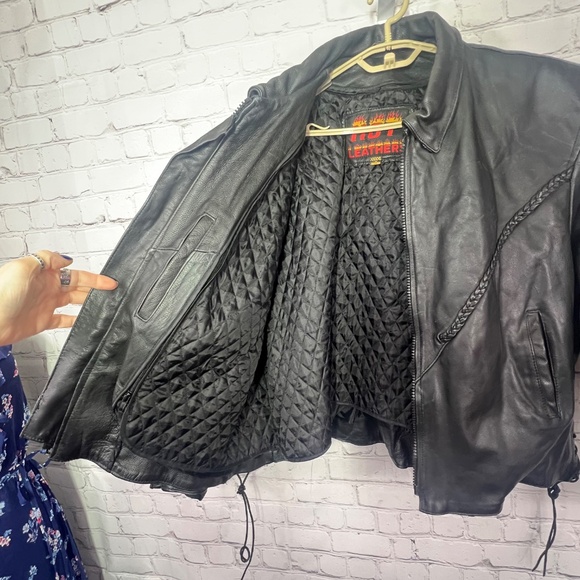🏍️ |•HOT LEATHERS•| Genuine Leather Black Zip Out Insulate Jacket Size XXXXL - Picture 9 of 15